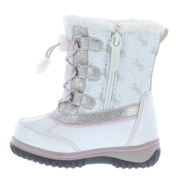 NIB Totes Toddler Girls Lil Unicorn 2 Waterproof Flat Heel Winter Boots Sz: 7T - Picture 3 of 9